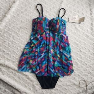Gottex Pink and Blue One Piece Swimsuit